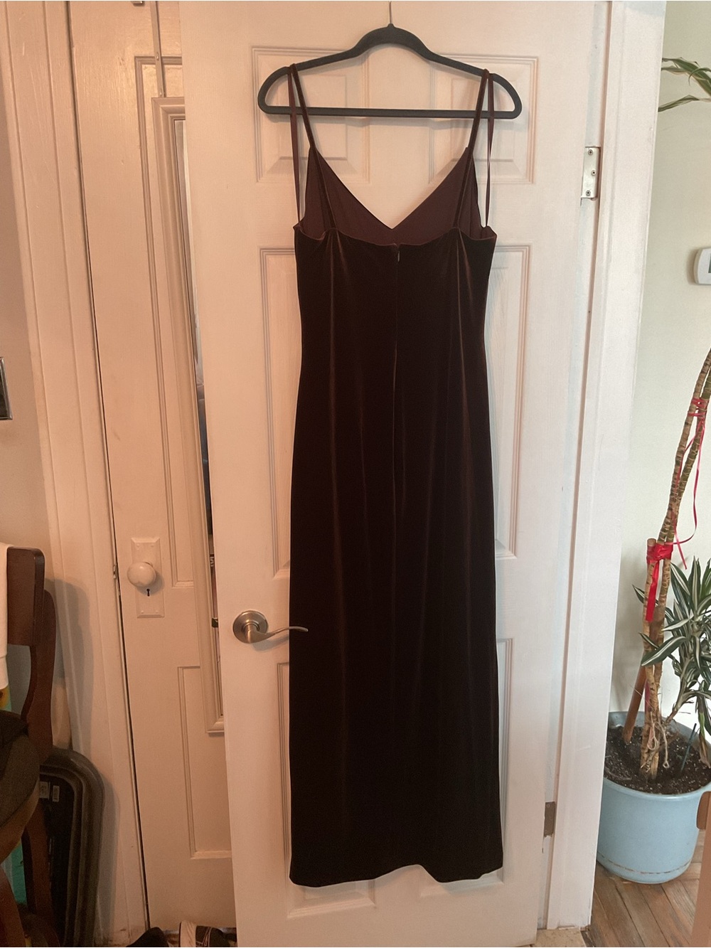 Velvet Slip Dress in Chocolate Brown